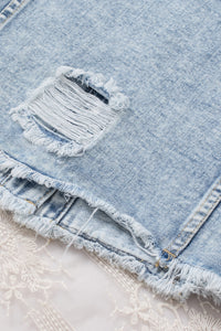 KaleaBoutieque Chic Lapel Distressed Raw Hem Buttons Denim Jacket - KaleaBoutique.com