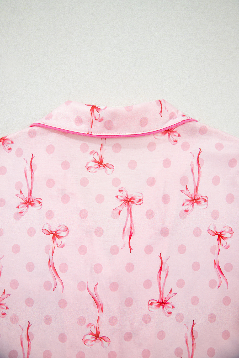 KaleaBoutique Stylish Bow Print Contrast Pipping Short Pajamas Set - KaleaBoutique.com