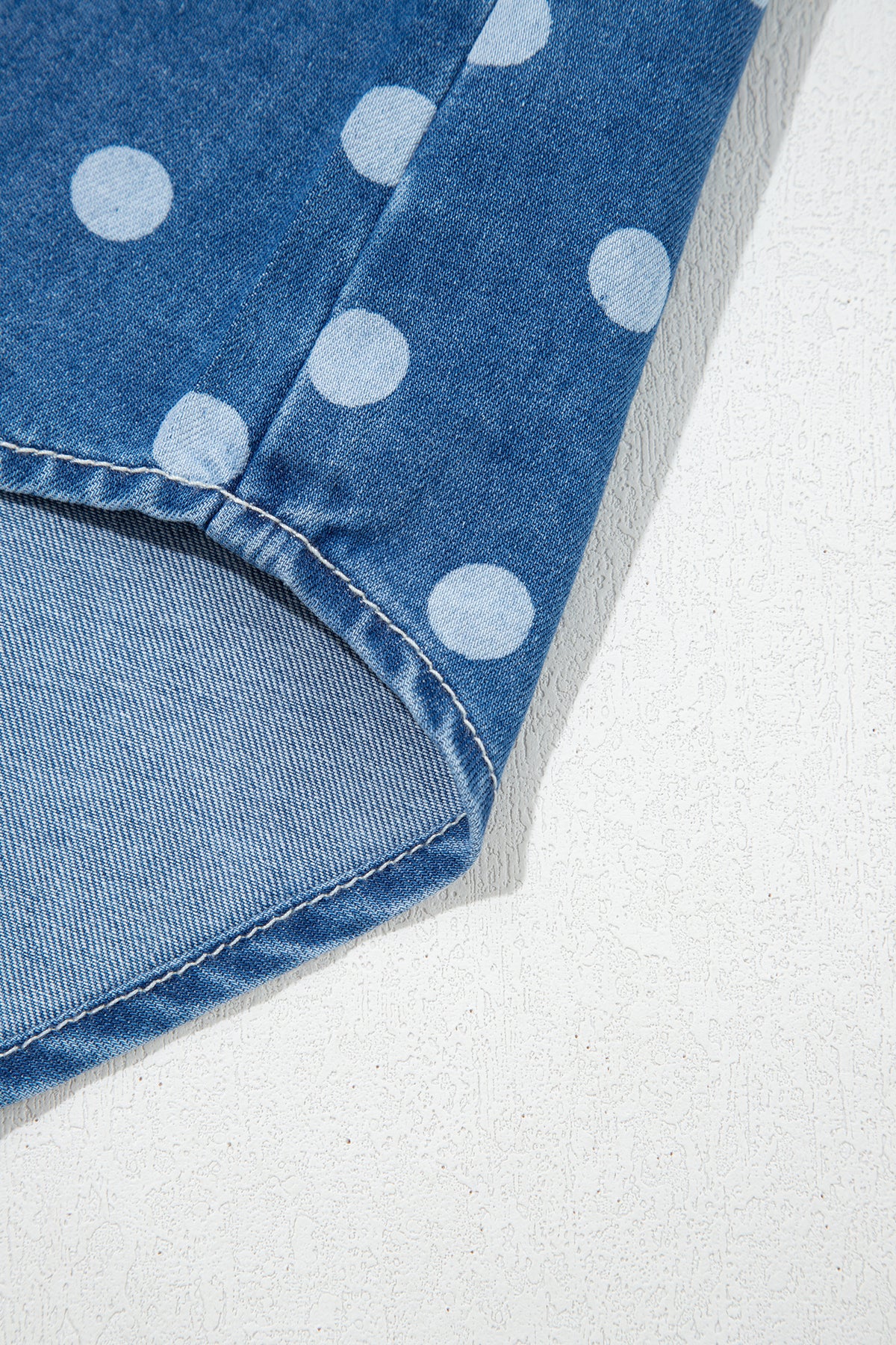 Polka Dot Long Sleeve Collar Shift Tunic Denim Jacket - KaleaBoutique.com