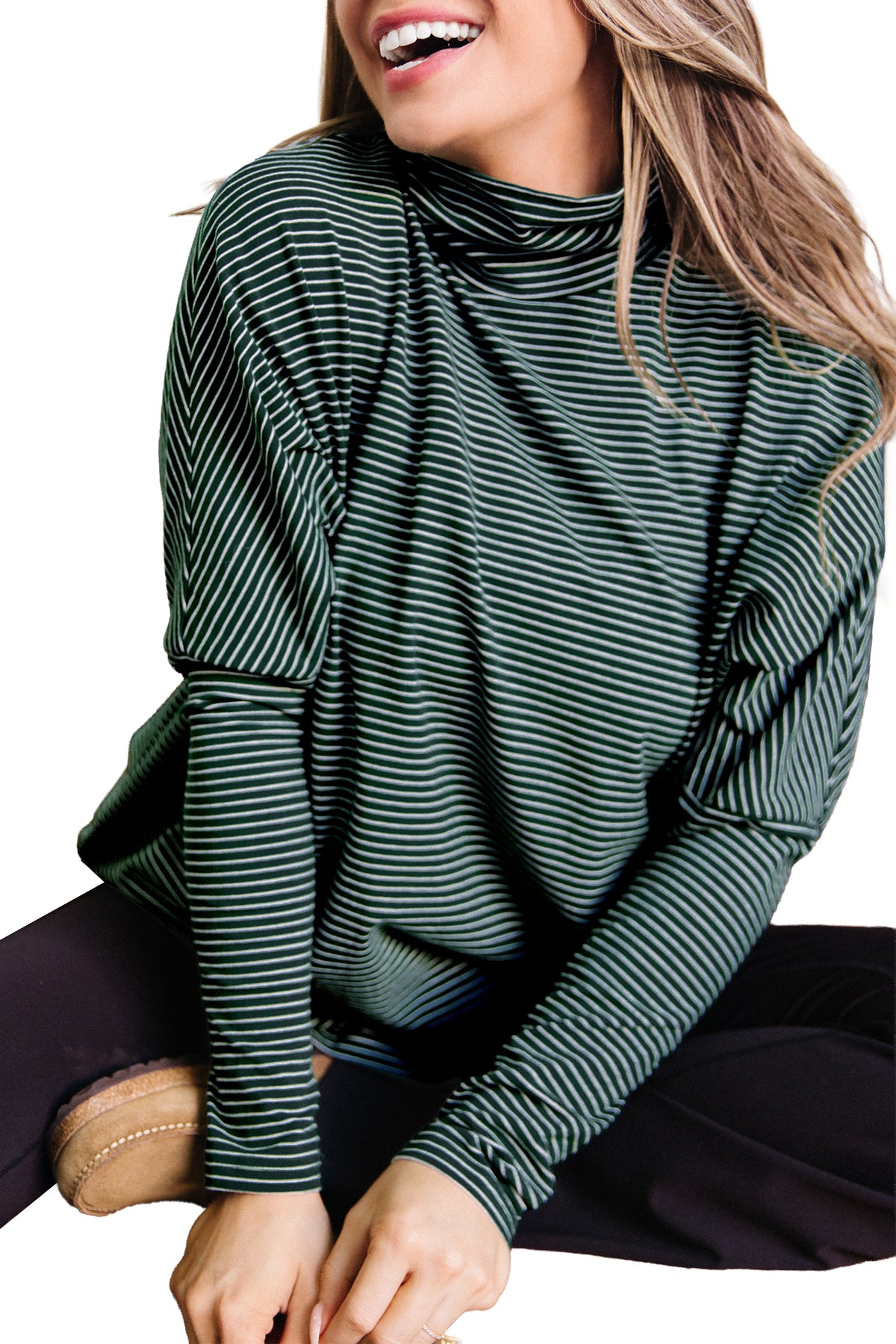 KaleaBoutique Comfortable High Neck Dropped Shoulder Long Sleeve Casual Top - KaleaBoutique.com