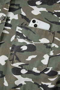 KaleaBoutique Stylish Camo Chest Pockets Loose Jean Jacket - KaleaBoutique.com