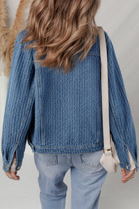 Double Flap Pocket Denim Textured Button Down Jacket - KaleaBoutique.com