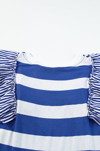 Contrast Ruffled Sleeve T-shirt Dress - KaleaBoutique.com