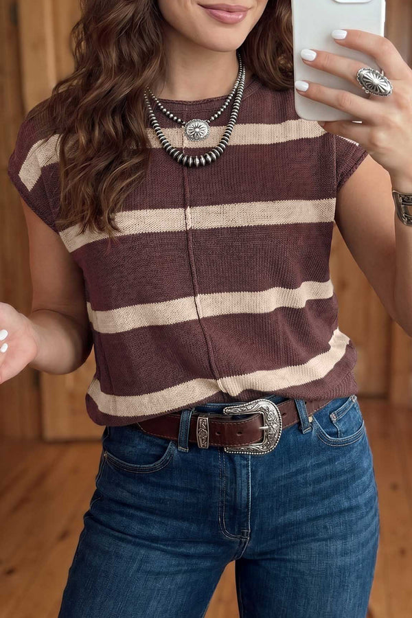 KaleaBoutique Stylish Knit Western Short Sleeve Sweater - KaleaBoutique.com