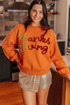 KaleaBoutique Thanksgiving Tinsel Drop Shoulder Crew Neck Sweater - KaleaBoutique.com