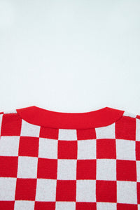 KaleaBoutique Comfortable Checkered Christmas Tree Pattern Button V Neck Cardigan Sweater - KaleaBoutique.com