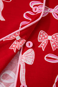 KaleaBoutique Comfortable Sweet Bow Print Shirt Style Top Long 2pcs Pajama Set - KaleaBoutique.com