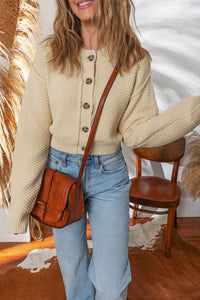 KaleaBoutique Comfortable Button Front Cropped Cardigan Sweater - KaleaBoutique.com