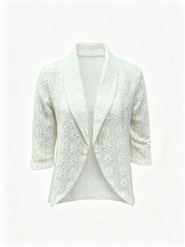 KaleaBoutique Embroidered 3/4-Sleeve Cardigan Jacket - KaleaBoutique.com