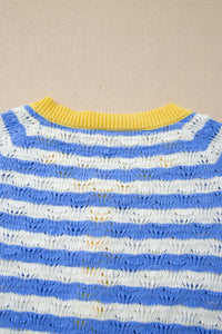 KaleaBoutique Comfortable Striped Colorblock Button Front Long Sleeve Loose Fit Knit Cardigan - KaleaBoutique.com