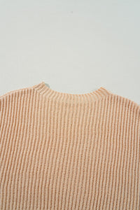 Cable Knit Drop Shoulder Side Slits Loose Sweater - KaleaBoutique.com