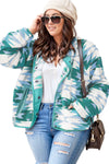 KaleaBoutique Geometric Aztec Pattern Plus Size Fleece Jacket - KaleaBoutique.com