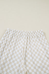 KaleaBoutique Comfortable Checkered Print Half Sleeve Tee 2pcs Lounge Pant Set - KaleaBoutique.com
