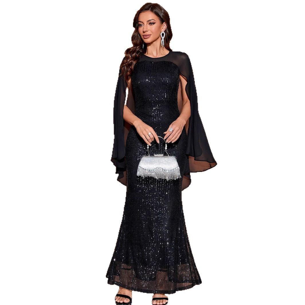 Mesh Elegant Light-luxury Sequined Mermaid Evening Gown - KaleaBoutique.com