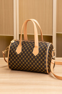 Coffee Retro Geometric Print Portable Shoulder Strap PU Leather Bag - KaleaBoutique.com