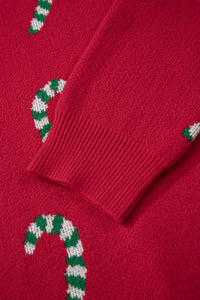 Christmas Candy Cane Holiday Drop Shoulder Sweater - KaleaBoutique.com