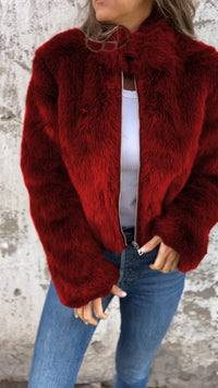 KaleaBoutique Women's Faux-Fur Stand-Collar Zip Jacket - KaleaBoutique.com