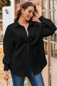 Cable Texture Puff Sleeve Loose Shacket - KaleaBoutique.com
