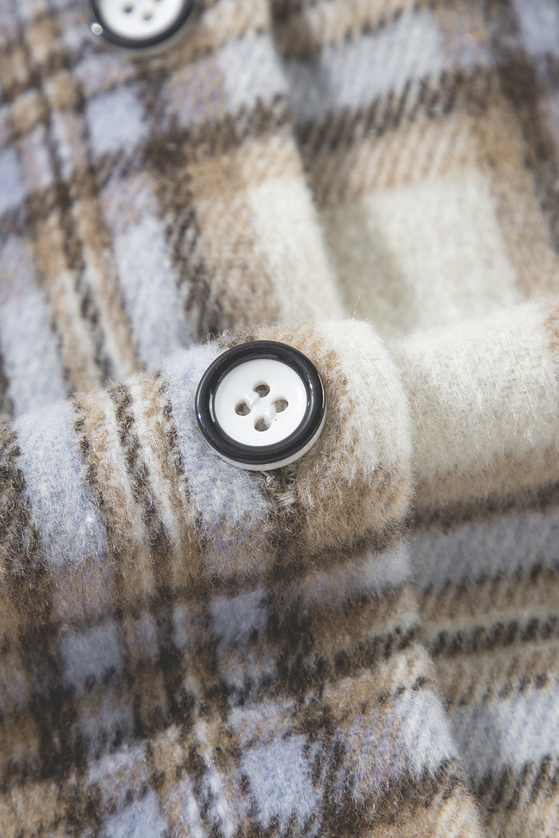 KaleaBoutique White Plaid Print Tunic Plus Size Shacket with Slits - KaleaBoutique.com