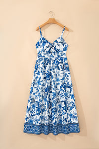 KaleaBoutique Stylish Twisted Bust Spaghetti Straps Backless Floral Maxi Dress - KaleaBoutique.com