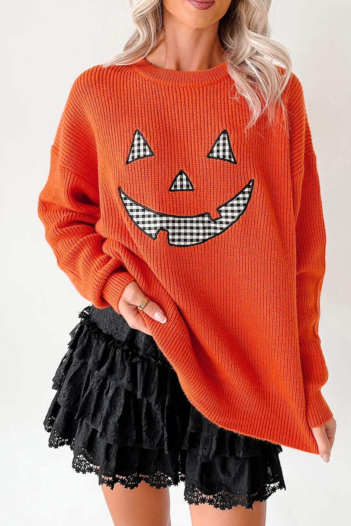 Drop Shoulder Long Sleeve Round Neck Halloween Sweater - KaleaBoutique.com
