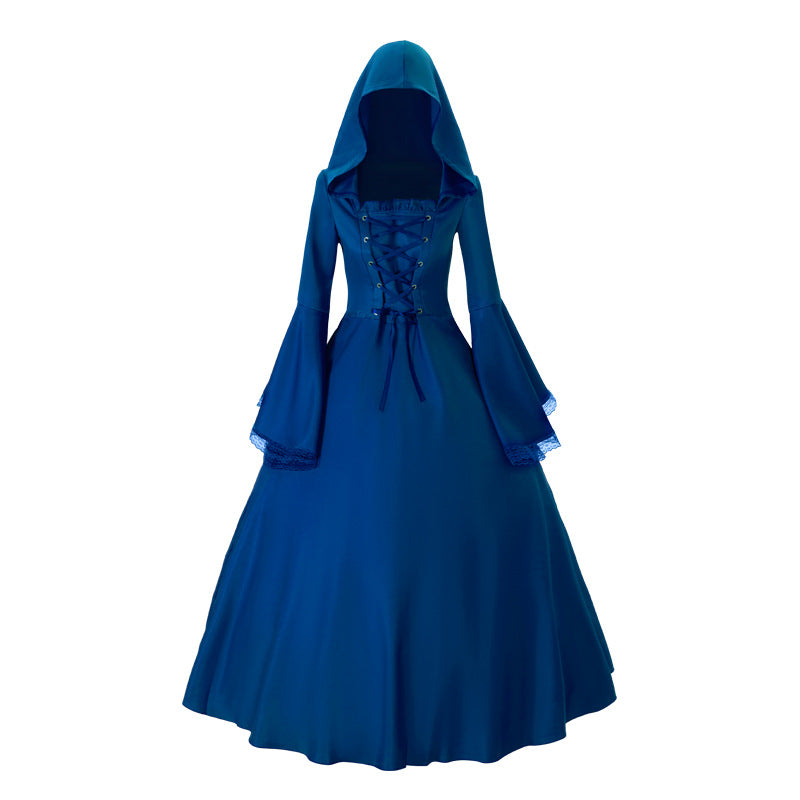 Halloween Medieval Retro Gothic Plus Size Trumpet Sleeve Stage Party Dress - KaleaBoutique.com