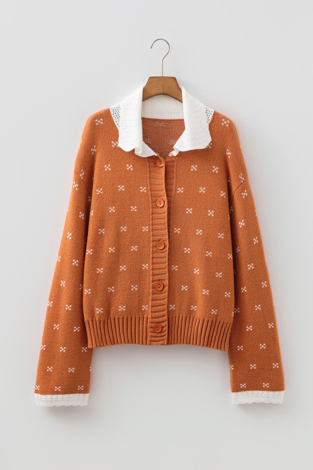 KaleaBoutique Stylish Peter Pan Collar Colorblock Long Sleeve Knitwear Cardigan - KaleaBoutique.com