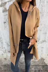KaleaBoutique Comfortable Solid Color Casual Zip up Hooded Coat - KaleaBoutique.com