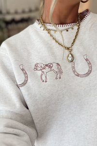 KaleaBoutique Stylish Western Print Embroidered Casual Sweatshirt - KaleaBoutique.com