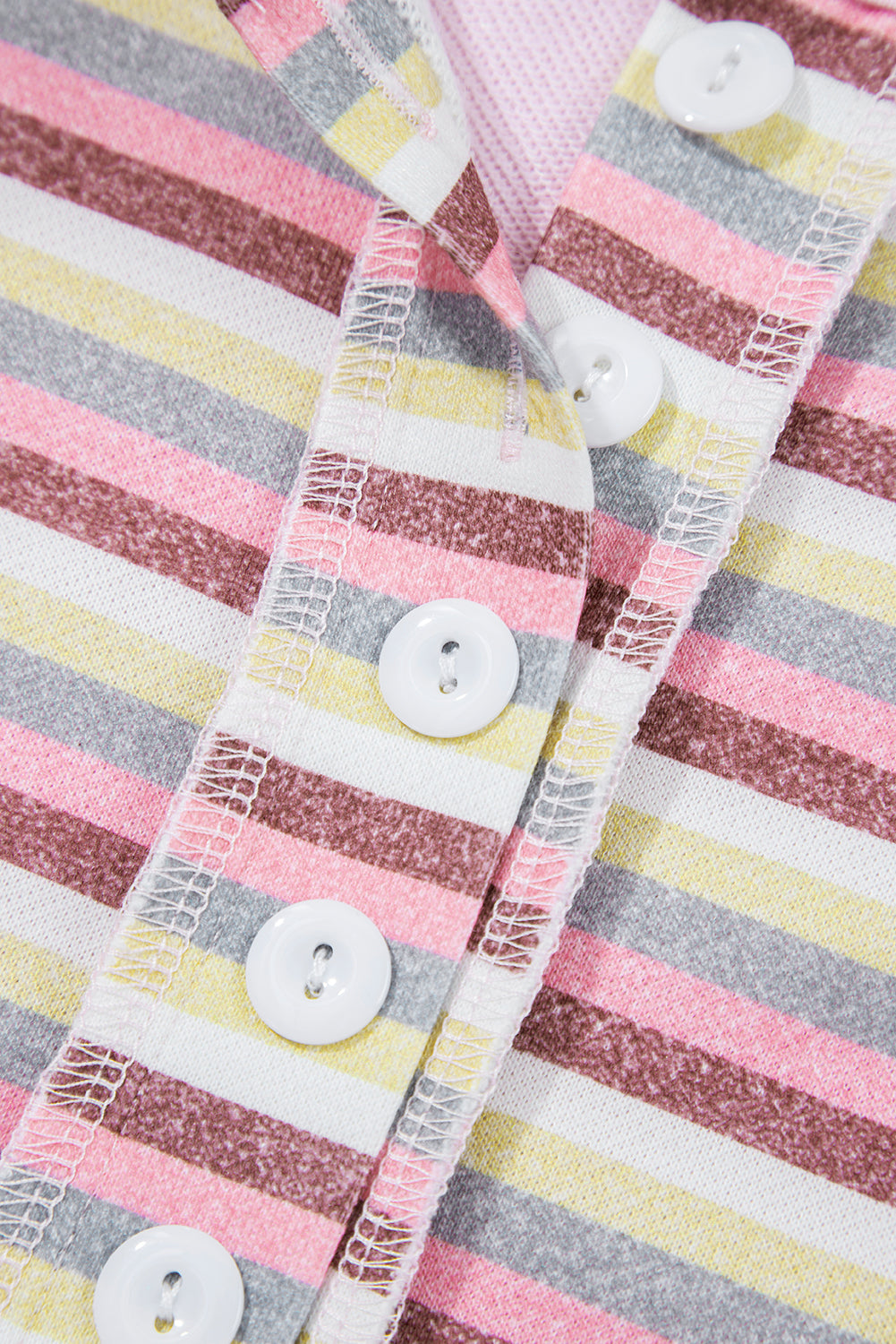 KaleaBoutique Stylish Exposed Seam Color Block Striped Patchwork Loose Henley Sweatshirt - KaleaBoutique.com