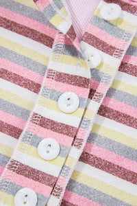 KaleaBoutique Stylish Exposed Seam Color Block Striped Patchwork Loose Henley Sweatshirt - KaleaBoutique.com