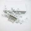 Floating Flower Wedding Hair Comb, Bridal White Flower Silver Hairpiece, Large Metal Floral Hairpin Headpiece - KaleaBoutique.com