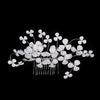 Floating Flower Wedding Hair Comb, Bridal White Flower Silver Hairpiece, Large Metal Floral Hairpin Headpiece - KaleaBoutique.com