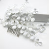 Floating Flower Wedding Hair Comb, Bridal White Flower Silver Hairpiece, Large Metal Floral Hairpin Headpiece - KaleaBoutique.com
