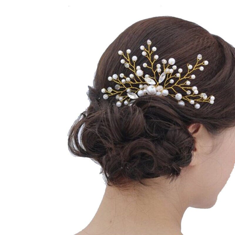 Floating Pearl Bridal Hair Comb, Wedding Floral Pearl Hairpiece, Small Decorative Hair Comb for Brides or Bridesmaids - KaleaBoutique.com