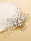 Floating Pearl Bridal Hair Comb, Wedding Floral Pearl Hairpiece, Small Decorative Hair Comb for Brides or Bridesmaids - KaleaBoutique.com