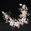 Floral Hair Wire Dual Hair Comb, Bridal Flower Pearl Hair Vine, Wedding Carved Pearl Flower Headband Tiara - KaleaBoutique.com