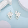 Floral Pearl Cluster Ceramic Earrings, Bridal White Clay Flower Earrings, Wedding Porcelain Flower Earrings - KaleaBoutique.com