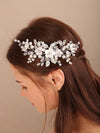 Floral Pearl Bridal Hairpiece, Wedding Wire Crystal Hair Vine, Bridal White Flower Headpiece - KaleaBoutique.com