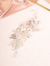 Floral Pearl Bridal Hairpiece, Wedding Wire Crystal Hair Vine, Bridal White Flower Headpiece - KaleaBoutique.com