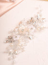 Floral Pearl Bridal Hairpiece, Wedding Wire Crystal Hair Vine, Bridal White Flower Headpiece - KaleaBoutique.com