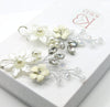 Floral Bridal Earrings, Pearl Petal Wedding Silver Earrings, Dangle Off White Shell Flower Earrings - KaleaBoutique.com
