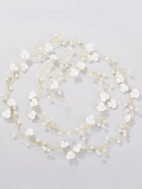 Floral Pearl Hair Vine, Wedding X-Long Flower Hair Wire, Bridal Long Pearl 40"L Hair Garland - KaleaBoutique.com