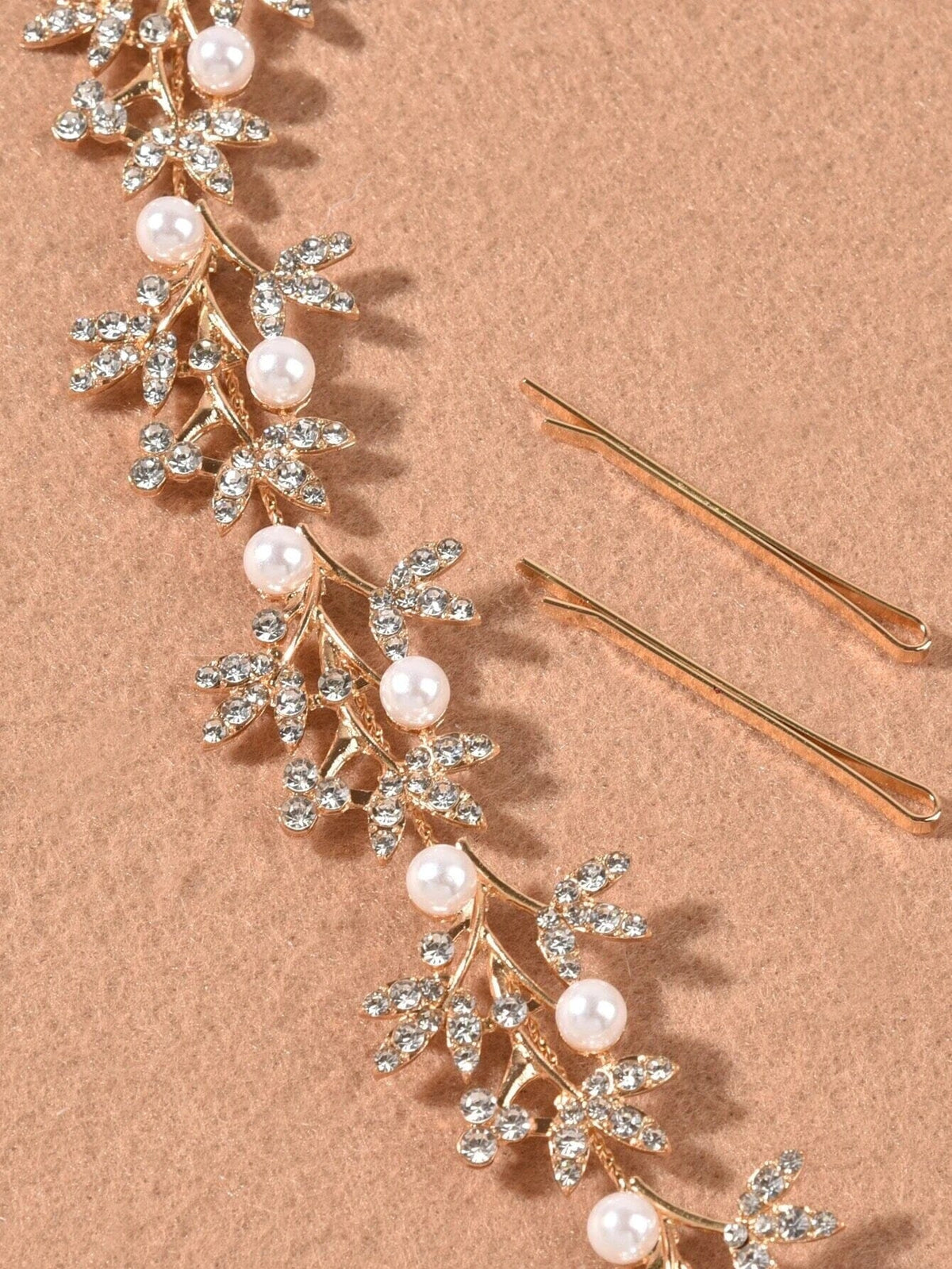 Floral Pearl Rhinestone Crystal Tiara, Bridal Gold Headband, Princess Cosplay Crown Tiara, Wedding Wire Head Wreath - KaleaBoutique.com