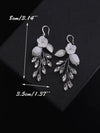 Floral Wire Crystal Earrings, Ceramic Flower Wedding Earrings, Bridal Clay Flower Crystal and Leaf Earrings - KaleaBoutique.com