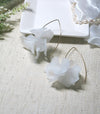 Floral Petal Marquise Hoop Earrings, White Floral Earrings, Wedding Layered Flower Hoops for Brides or Bridesmaids - KaleaBoutique.com