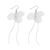 Floral Petals Dangle Earrings, Wedding Dainty Style Earrings, White Flower Bridal Earrings, Bridesmaid Flower Earrings - KaleaBoutique.com