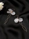 Floral Petals Dangle Earrings, Wedding Dainty Style Earrings, White Flower Bridal Earrings, Bridesmaid Flower Earrings - KaleaBoutique.com