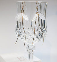 Floral Petals Dangle Earrings, Wedding Dainty Style Earrings, White Flower Bridal Earrings, Bridesmaid Flower Earrings - KaleaBoutique.com