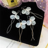 Floral Petals Dangle Earrings, Wedding Dainty Style Earrings, White Flower Bridal Earrings, Bridesmaid Flower Earrings - KaleaBoutique.com